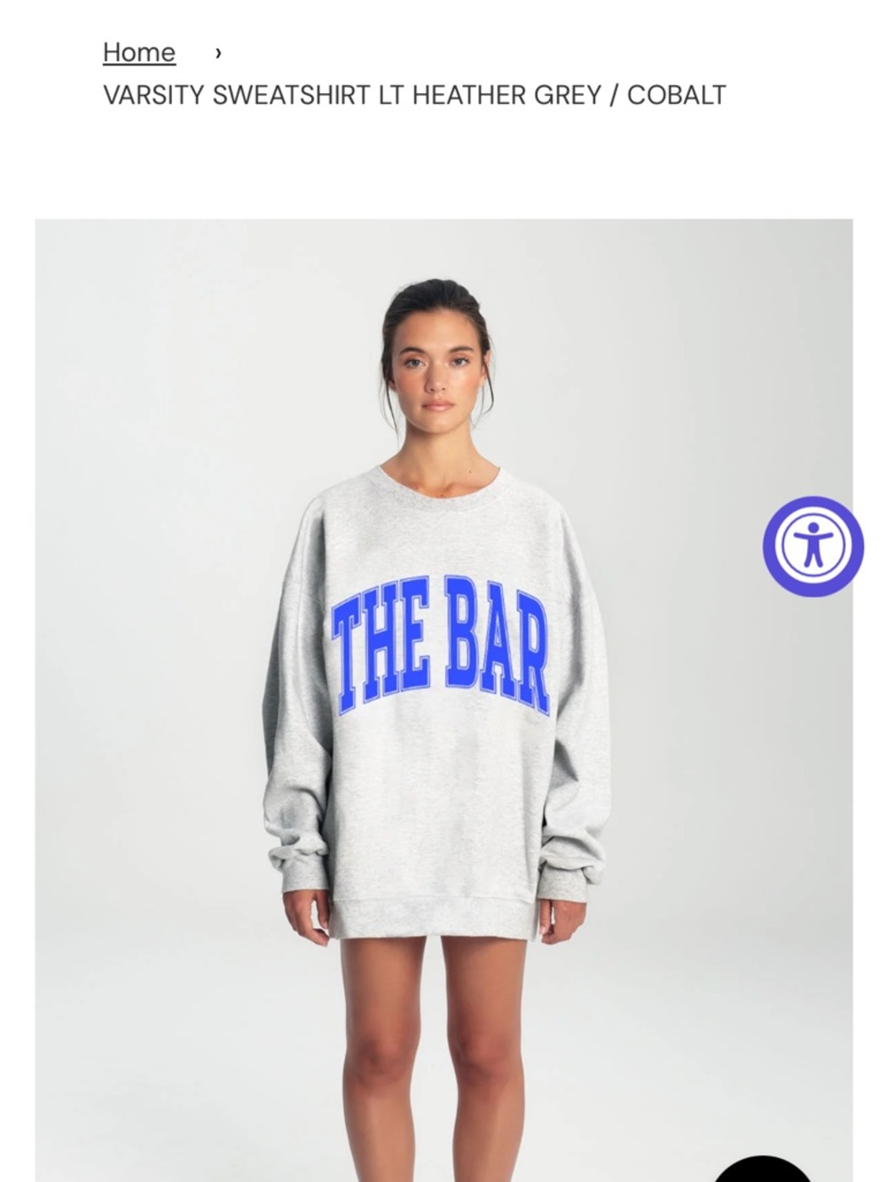 The Bar Varsity Sweatshirt in Light Heather Grey with Cobalt Logo
SIZE XXXL